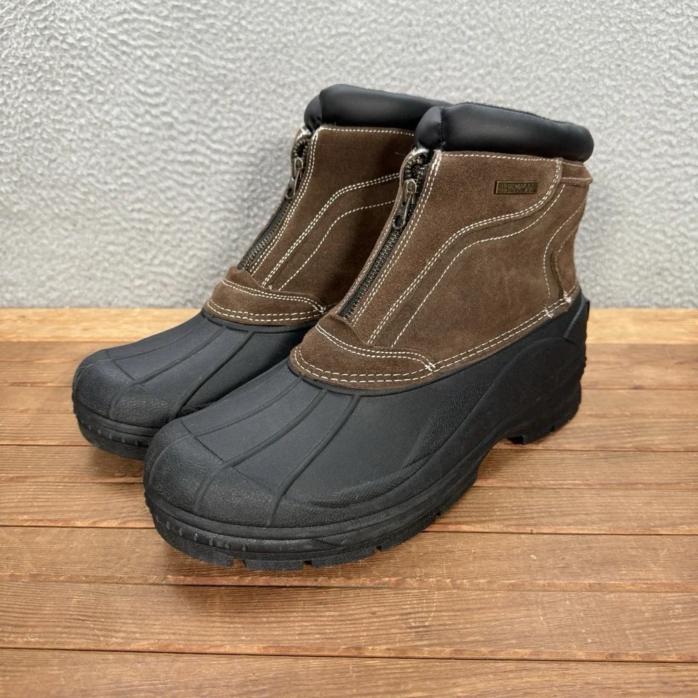 Tamarack Boots Mens 12 Brown Black 400G Front Zip Waterproof Insulated Outdoors